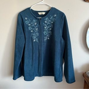 3/$40 Penman’s Teal Fleece Full Zip Long Sleeve Sweater with a embroidered chest